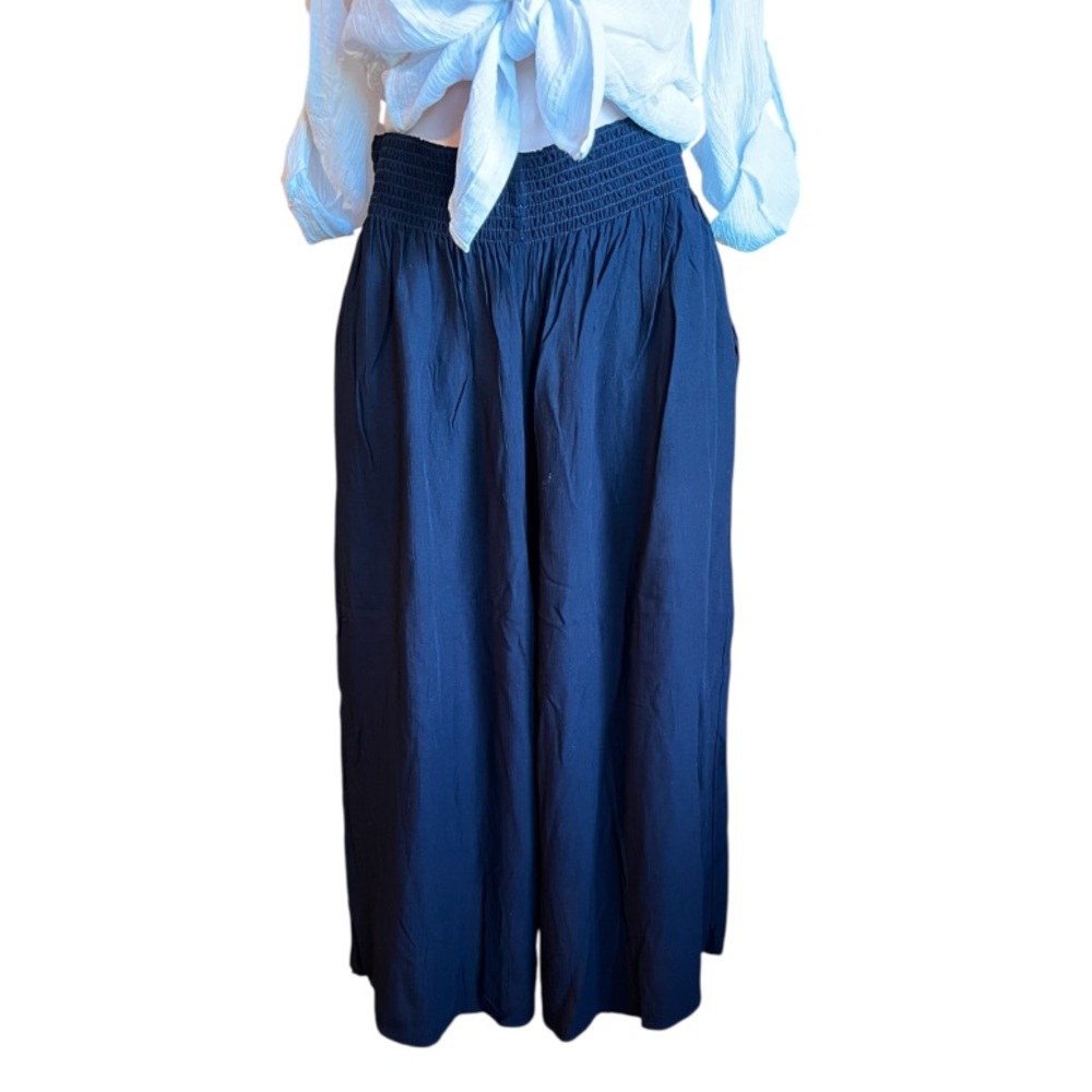 Vintage Carole Little Black Maxi Pleated Wide Leg Pant Women’s 8 EUC